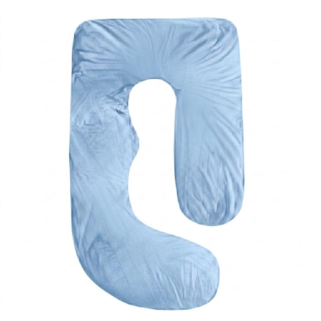 Taie d'Oreiller Grossesse Forme J, Rafraîchissante - Bleu ciel
