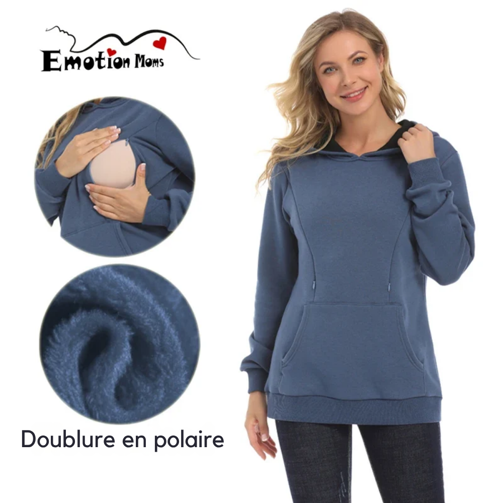 Pull à Capuche Maternité Thermique Hiver Manches Longues - visuel 3