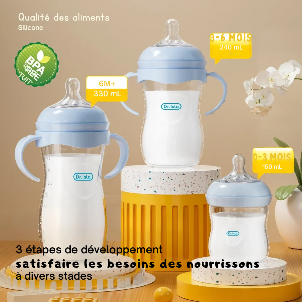 Biberon PP avec Poignée 150/240/330 ml - Bleu ou Rose, Sans BPA - visuel 2