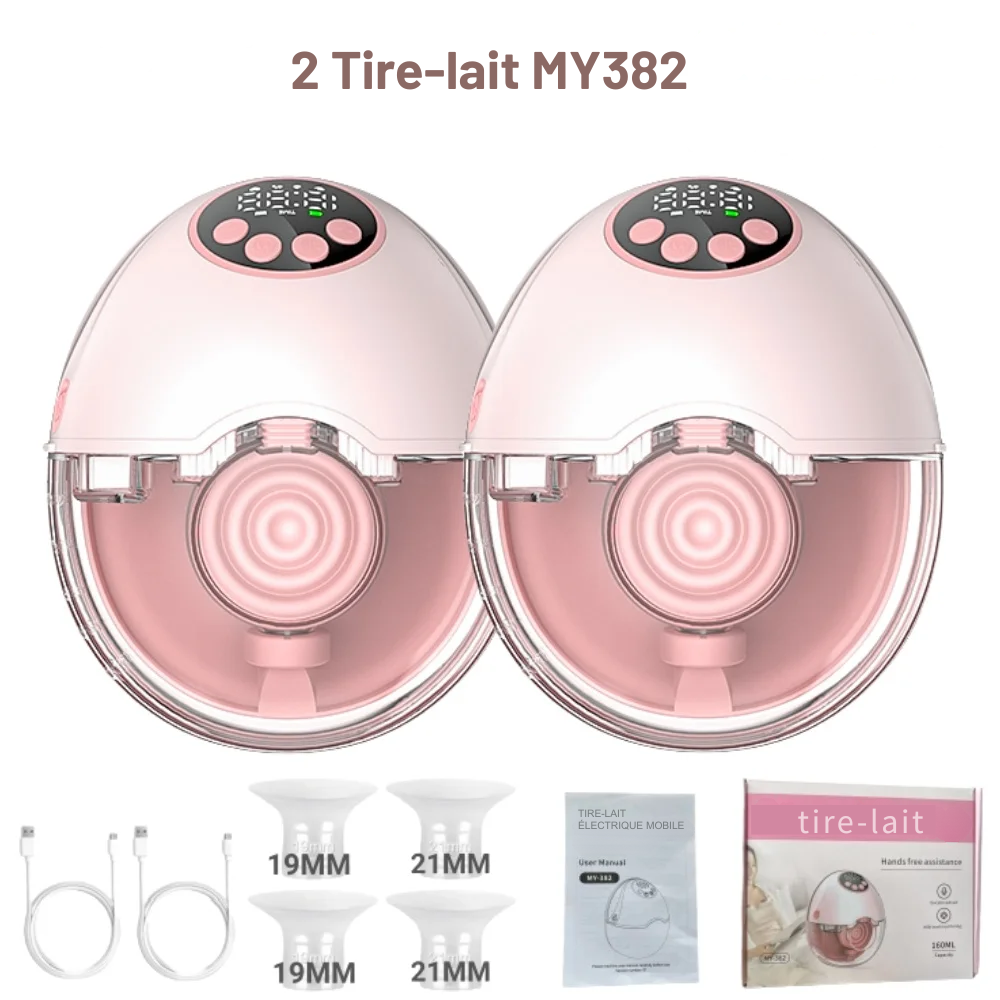 Tire-Lait Électrique Mains Libres, Stérilisation UV - 2 tire-lait Roses MY382