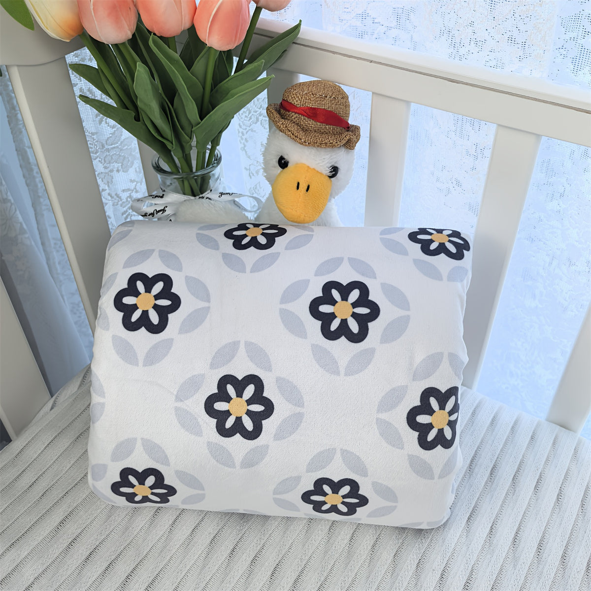 Oreiller d'Allaitement Bébé pour Biberon, Nouveau-Nés - Fleurs