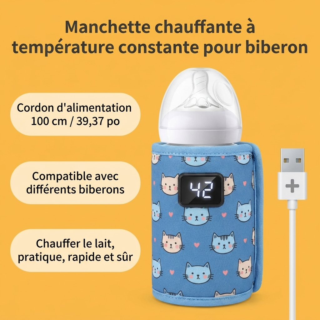 Manchette chauffante à température constante pour biberon