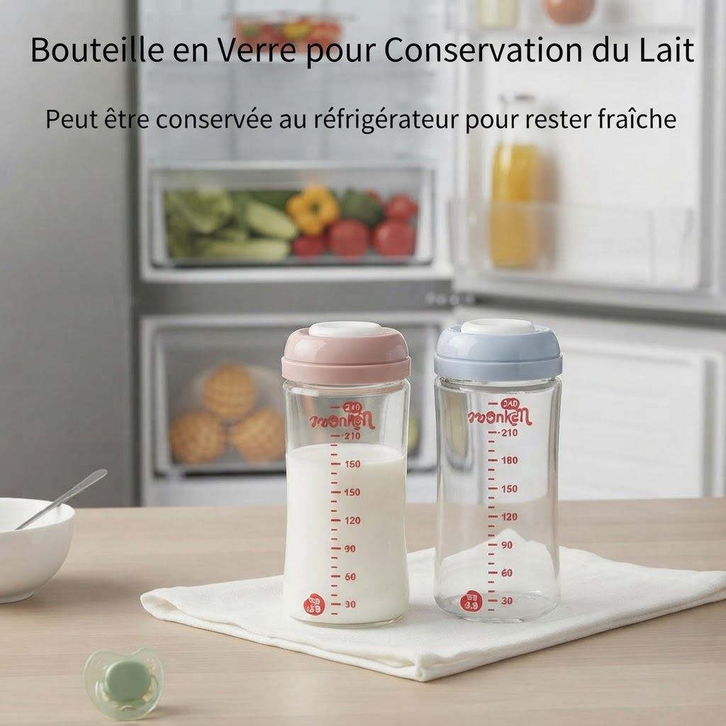 Bouteille verre conservation lait - traduit FR