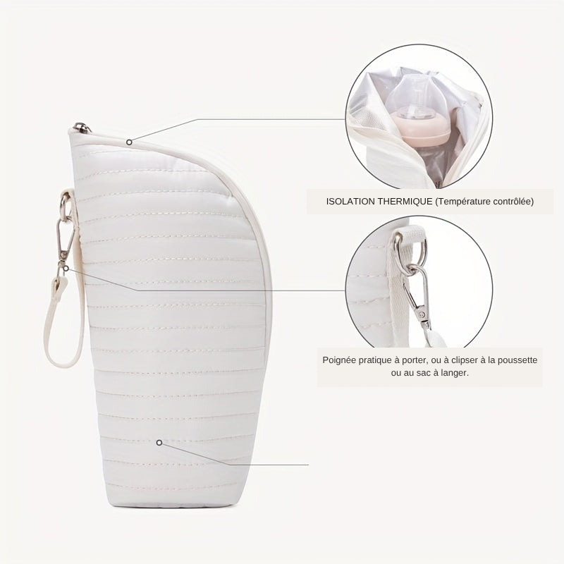 Sac chauffe-biberon isotherme rose - isolation thermique et poignée pratique (FR)