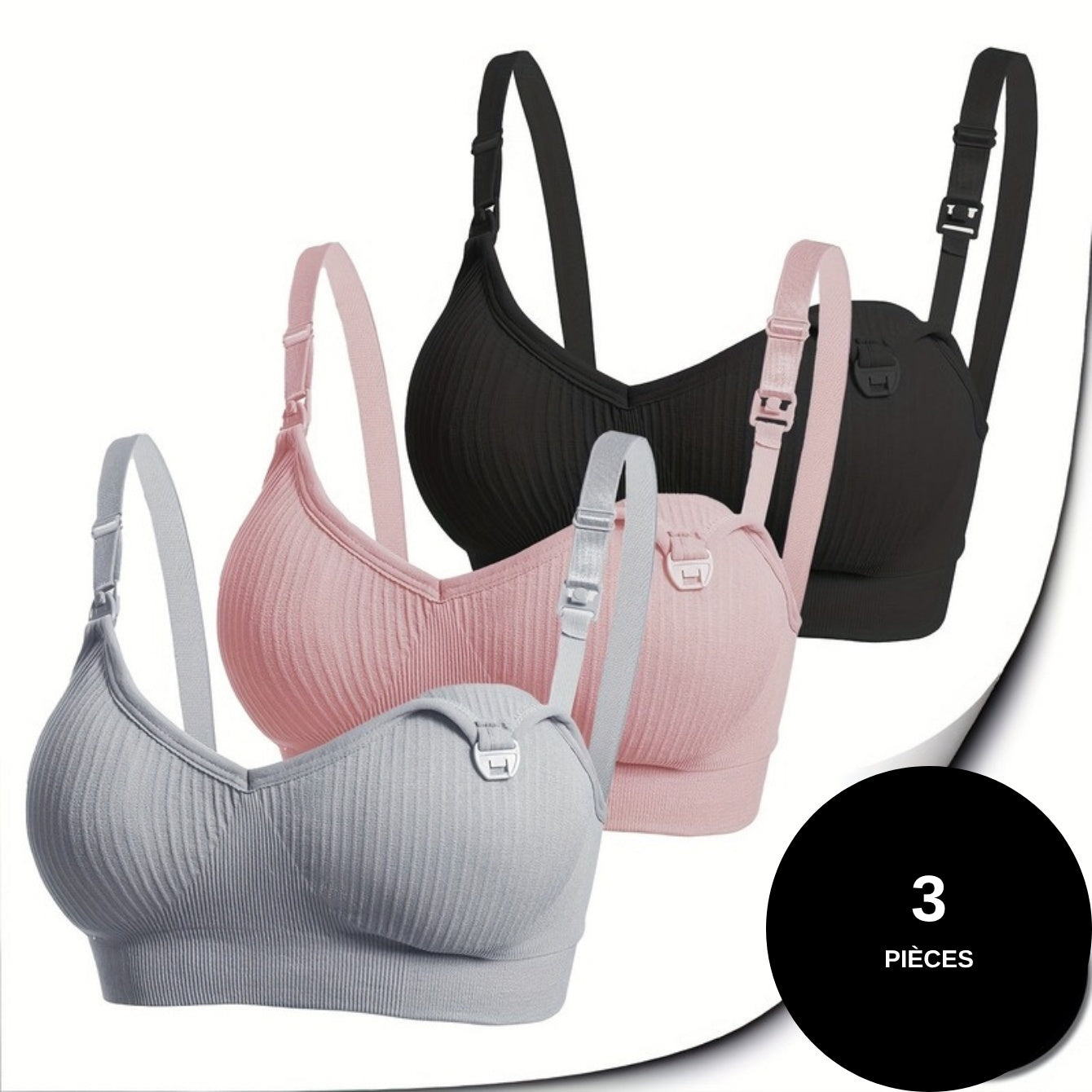 Lot de 3 soutiens-gorge d'allaitement coussinets amovibles