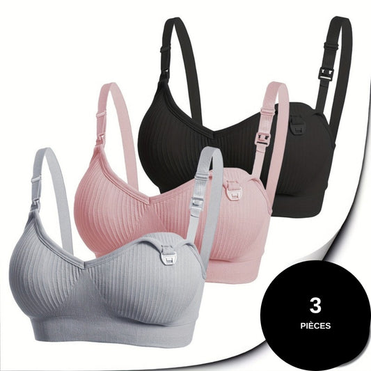 Lot de 3 soutiens-gorge d'allaitement coussinets amovibles