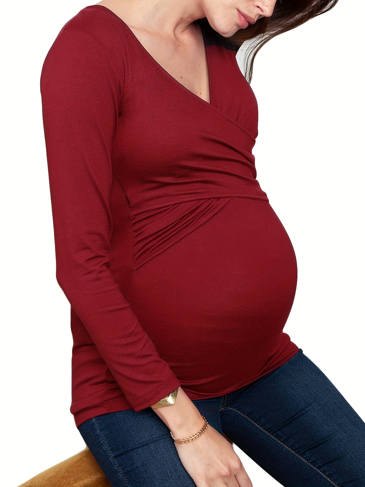 T-Shirt d'Allaitement Croisé, Col V Profond - visuel 2