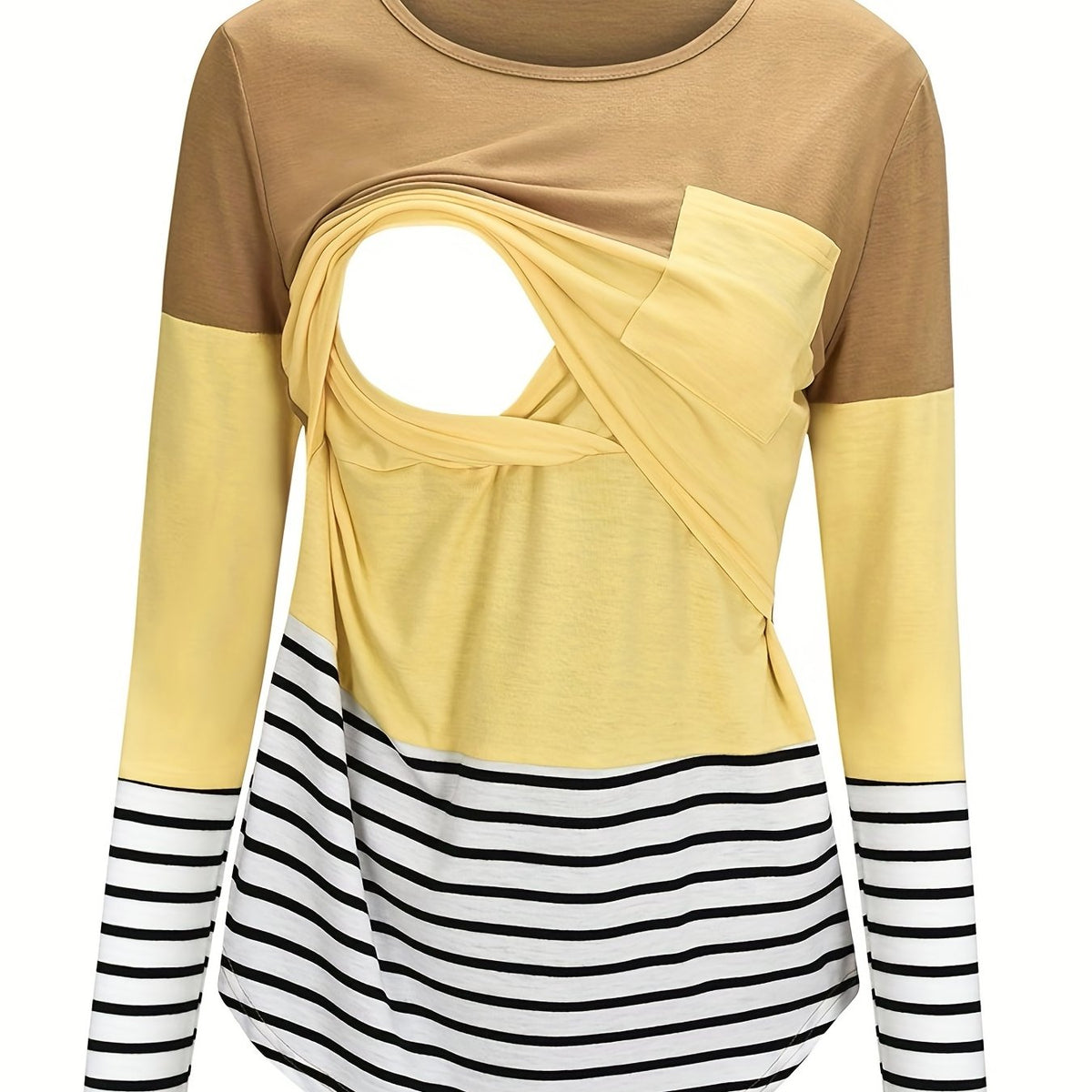 T-Shirt Manches Longues Grossesse, Style Bohème - Jaune / S