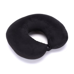 Oreiller Peluche Forme U avec Perles de Mousse - Noir