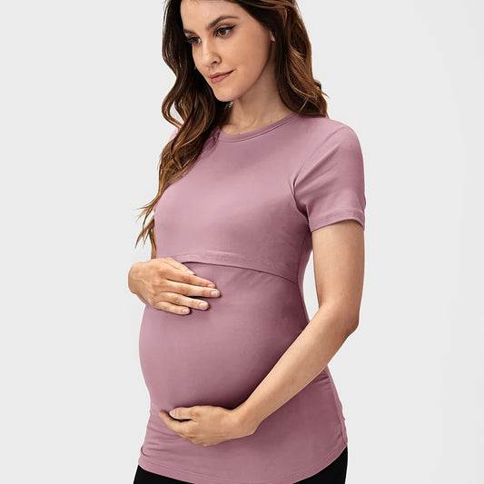 T-Shirt de Soin pour Femmes Enceintes - Gris Rosé Pâle / L