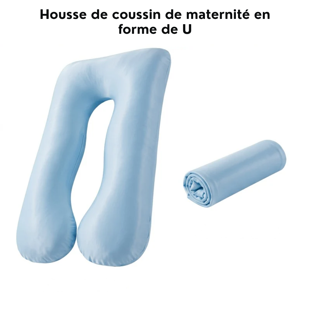 Taie d'Oreiller de Grossesse Forme U, Toucher Doux - Bleu Clair