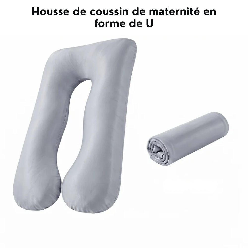 Taie d'Oreiller de Grossesse Forme U, Toucher Doux - Gris