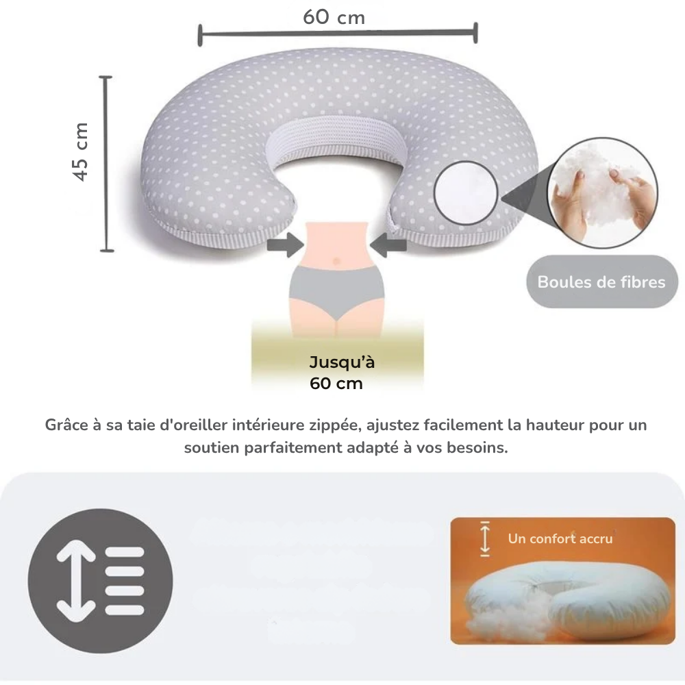 Oreiller d'Allaitement Petit avec 2 Taies 100% Coton - visuel 5