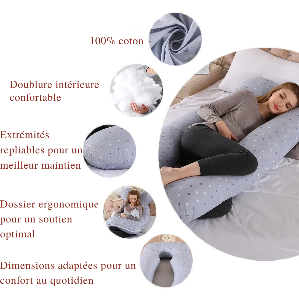 Oreiller de Grossesse 130x70cm, Soutien Lombaire - visuel 3