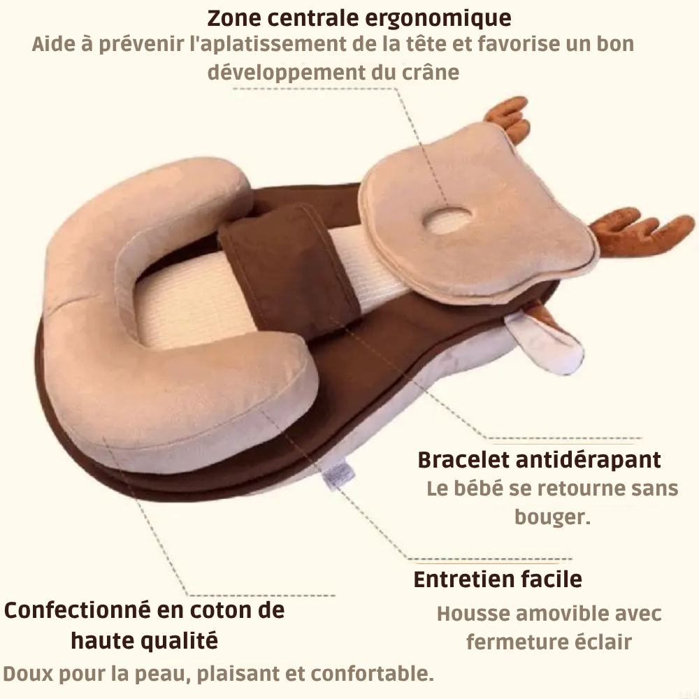 Oreiller anti-reflux incliné bébé, housse coton doux 0-6 mois - visuel 2