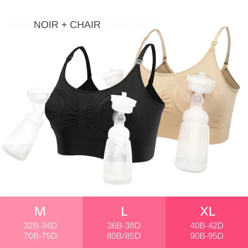 Soutien-Gorge de Maternité pour Tire-Lait - Noir-Chair / L