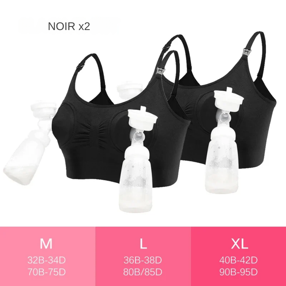 Soutien-Gorge de Maternité pour Tire-Lait - 2 x Noir / L