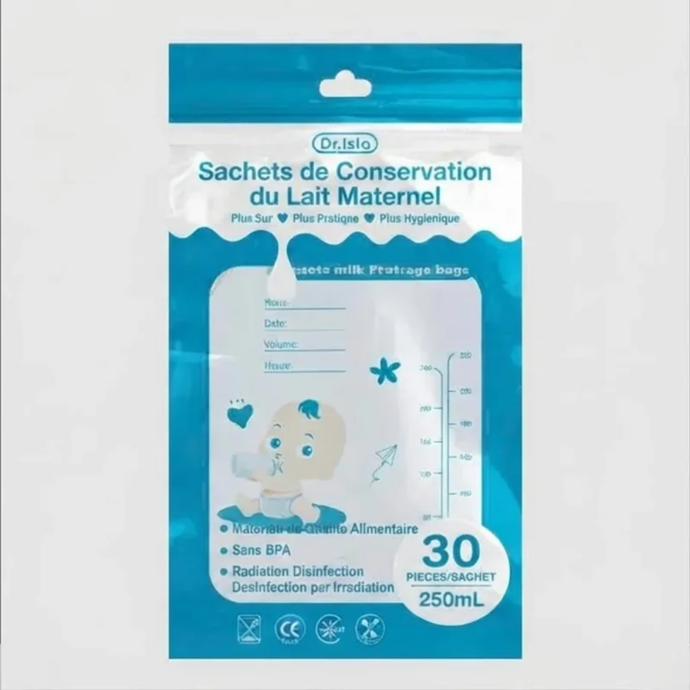 Sachets de conservation de lait maternel 250 ml sans BPA – MAMIJOY - 30 pièces
