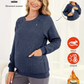 Pull Maternité Épaissi Col Rond avec Poches - Automne Hiver - Bleu / S