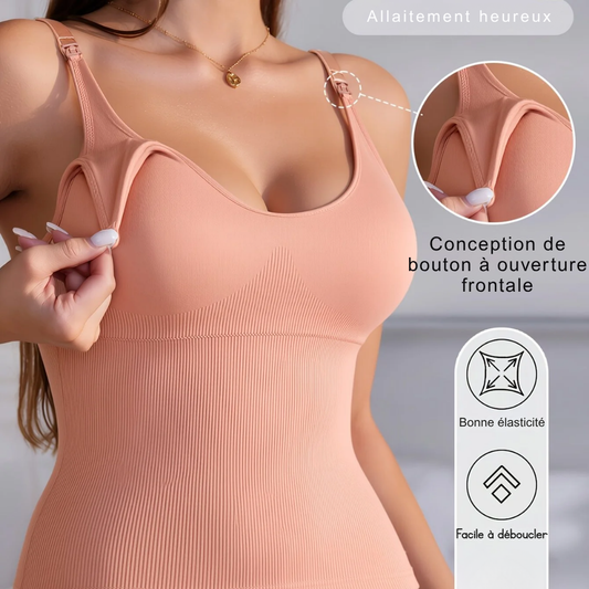 Débardeur d'allaitement à soutien-gorge intégré, dos nu - Abricot / S