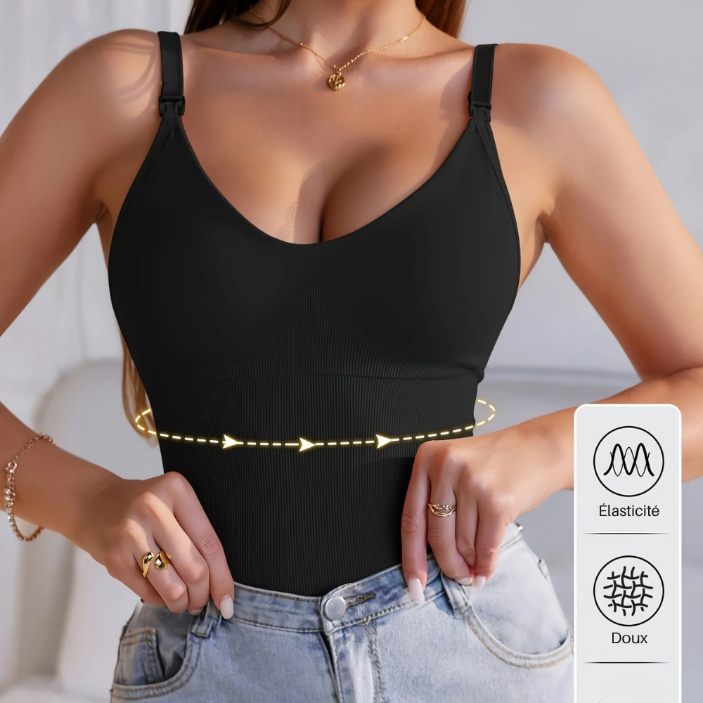 Débardeur d'allaitement à soutien-gorge intégré, dos nu - Noir / S