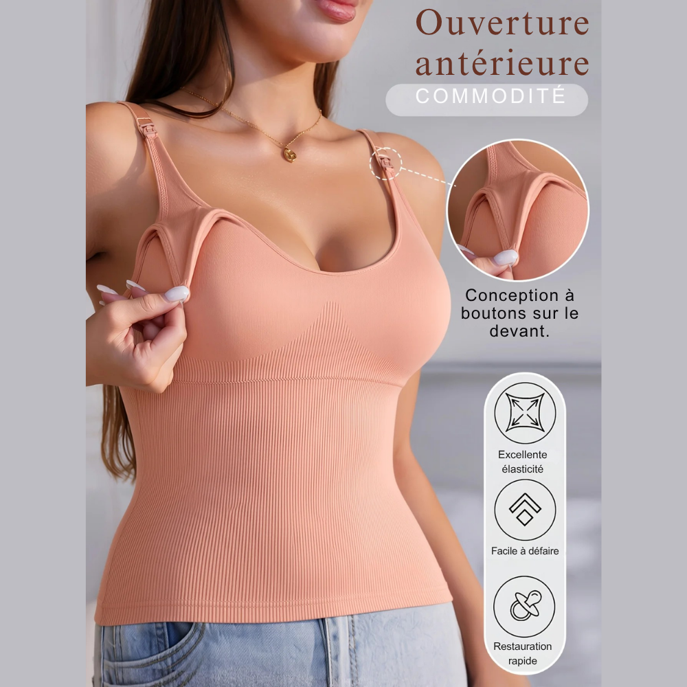 Débardeur d'allaitement à soutien-gorge intégré, dos nu