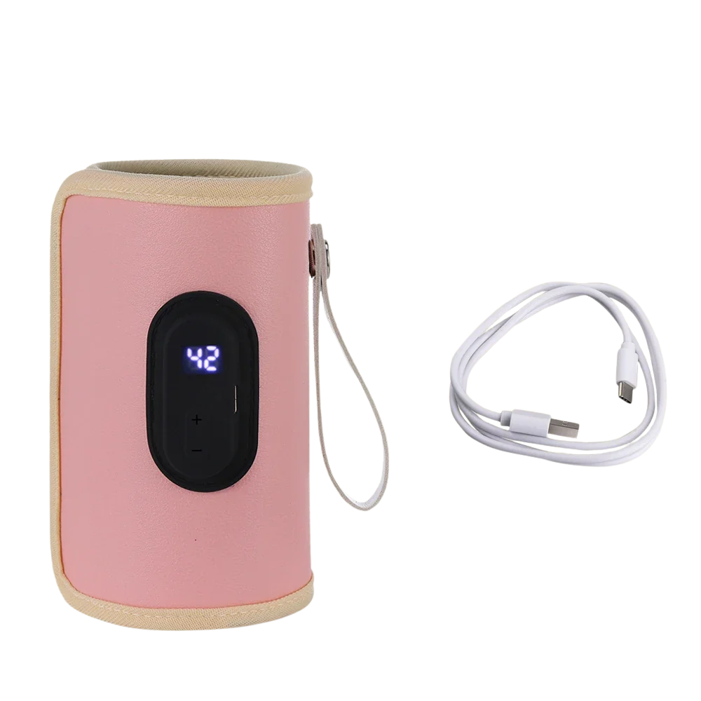 Chauffe-lait bébé USB portable pour voiture et sorties - Rose