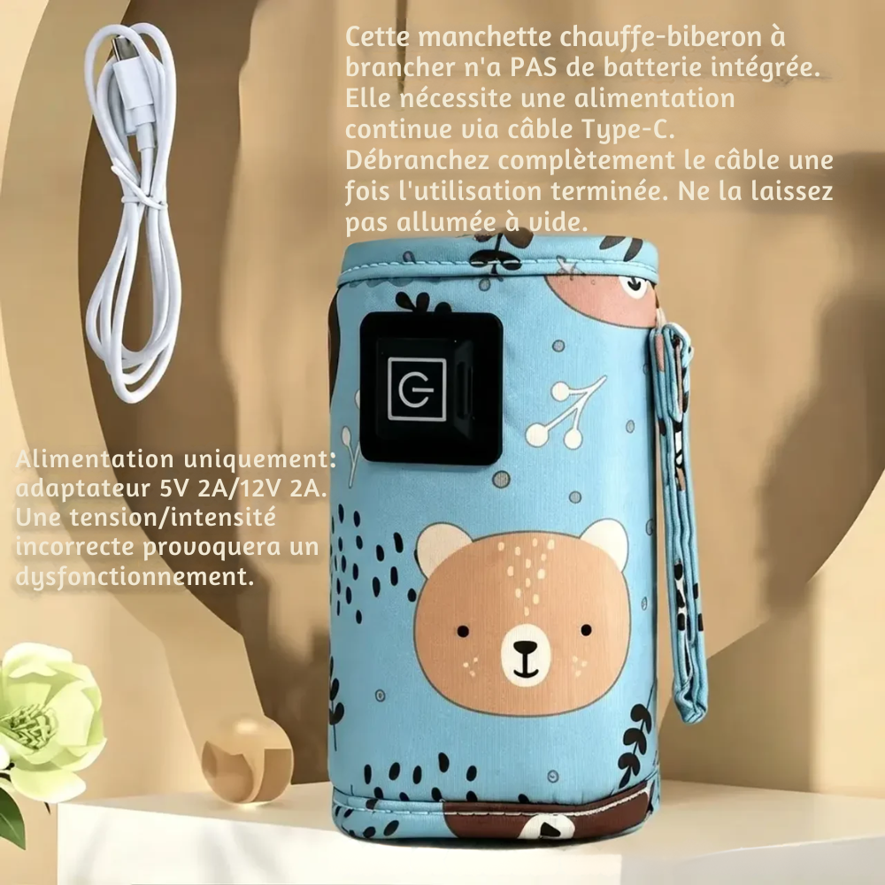 Chauffe-Biberon Portable USB - Manchon Isotherme pour Sac à Langer - Bleu