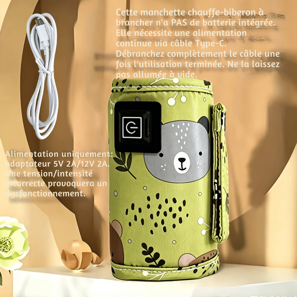 Chauffe-Biberon Portable USB - Manchon Isotherme pour Sac à Langer - Vert