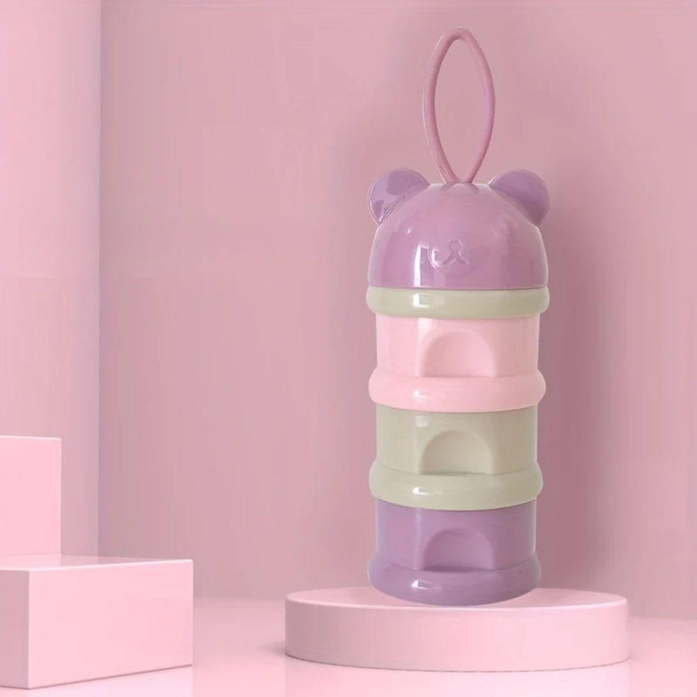 Boîte Doseuse de Lait en Poudre et Snacks - 3 ou 4 Compartiments - Violet Trois compartiments