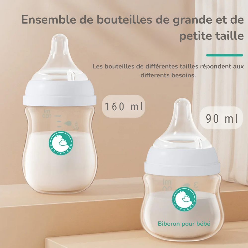 Biberon en Verre Col Large Anti-Coliques Sans BPA