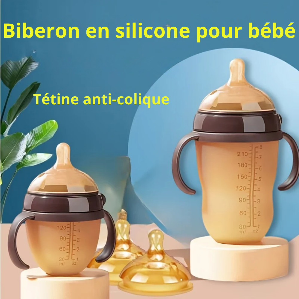 Biberon Silicone Anti-Coliques avec Bille à Gravité et Poignée - visuel 5