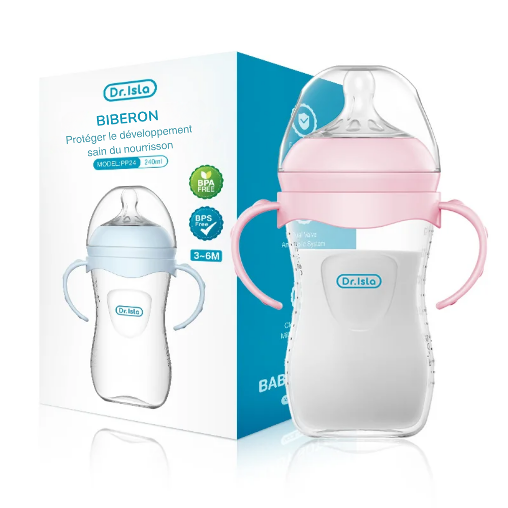 Biberon PP avec Poignée 150/240/330 ml - Bleu ou Rose, Sans BPA - Rose - 240ml