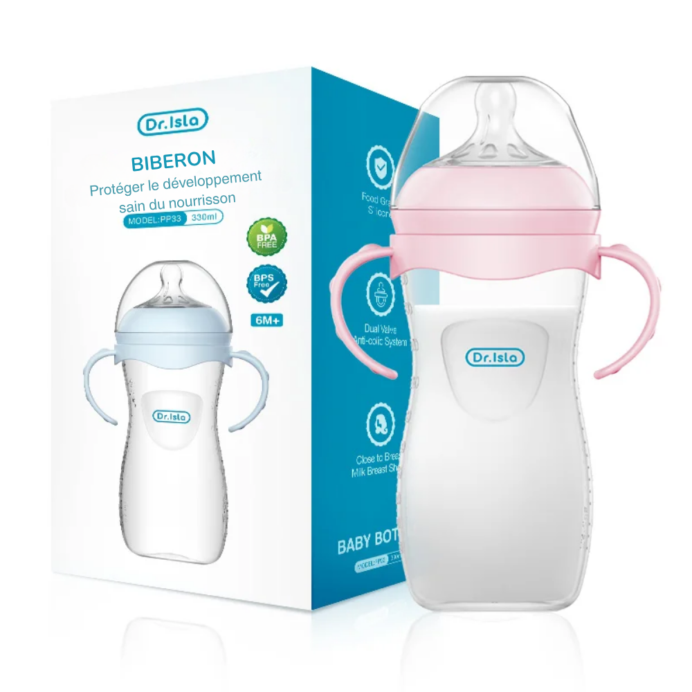 Biberon PP avec Poignée 150/240/330 ml - Bleu ou Rose, Sans BPA - Rose - 330ml