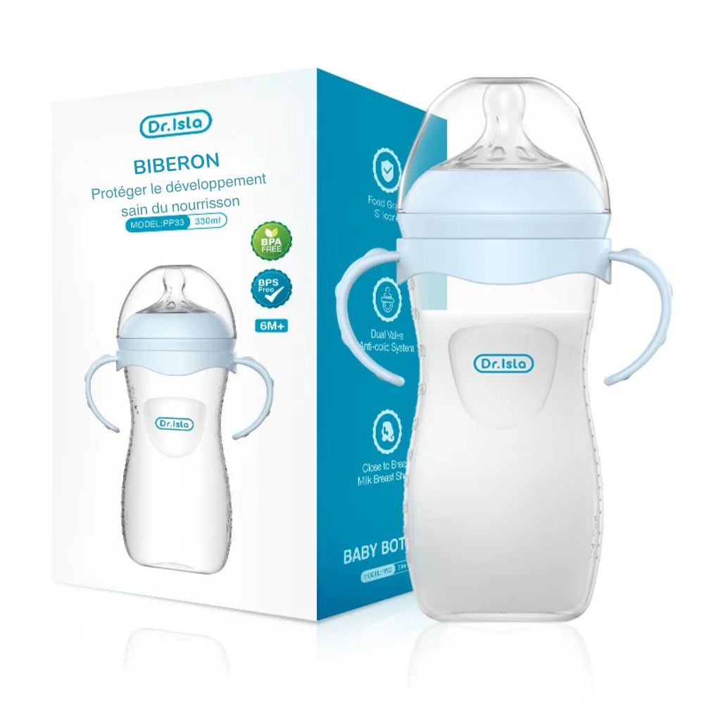 Biberon PP avec Poignée 150/240/330 ml - Bleu ou Rose, Sans BPA - Bleu - 330ml