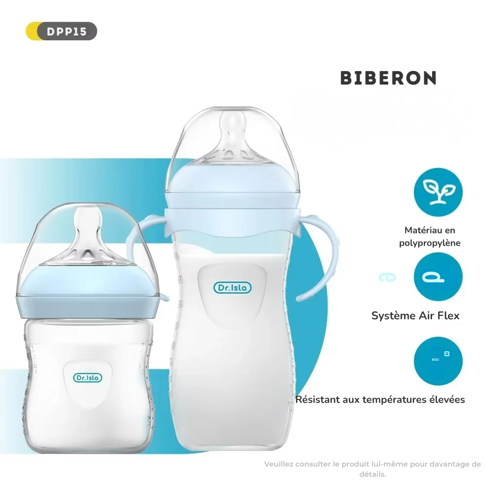 Biberon PP avec Poignée 150/240/330 ml - Bleu ou Rose, Sans BPA
