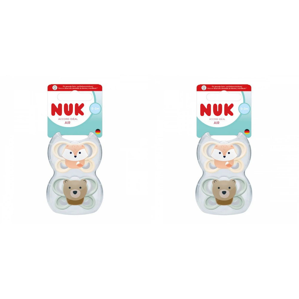 Sucette NUK MommyFeel Perfect Match Air Renard/Ours 0m+ - 2 ensembles