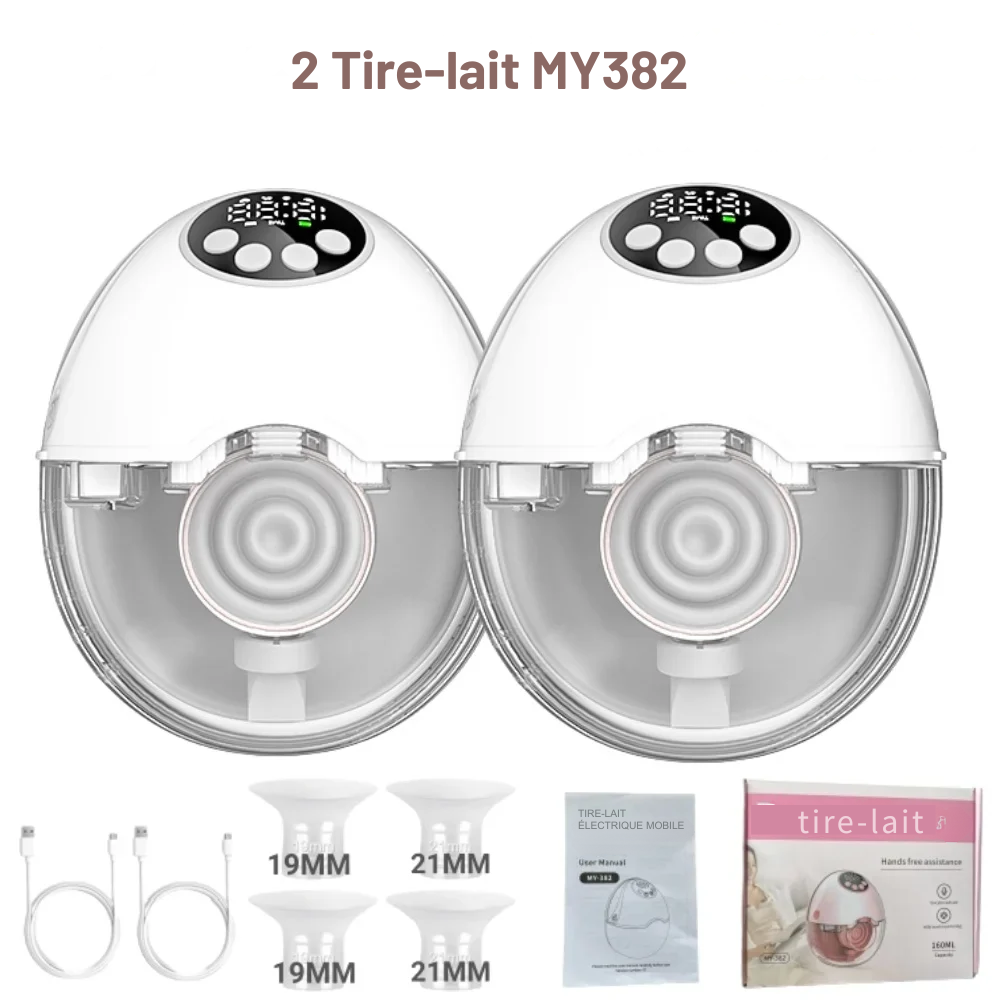 Tire-Lait Électrique Mains Libres, Stérilisation UV - 2 tire-lait Blancs MY382