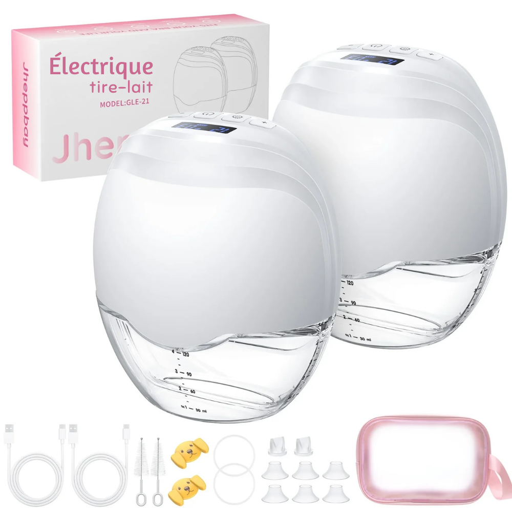 Tire-Lait Électrique Mains Libres Sans BPA - 2pcs Blanc