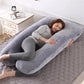 Oreiller de Grossesse 130x70cm, Soutien Lombaire - Gris