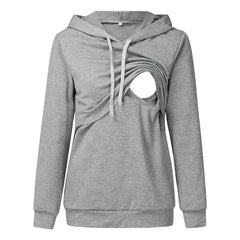 Sweat à Capuche Allaitement Femme – Poche Kangourou - Gris / S