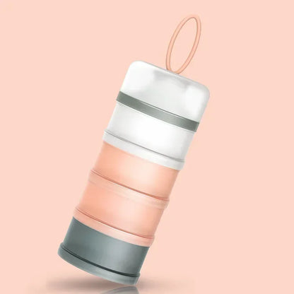 Boîte doseuse de lait en poudre 4 compartiments empilable - Rose