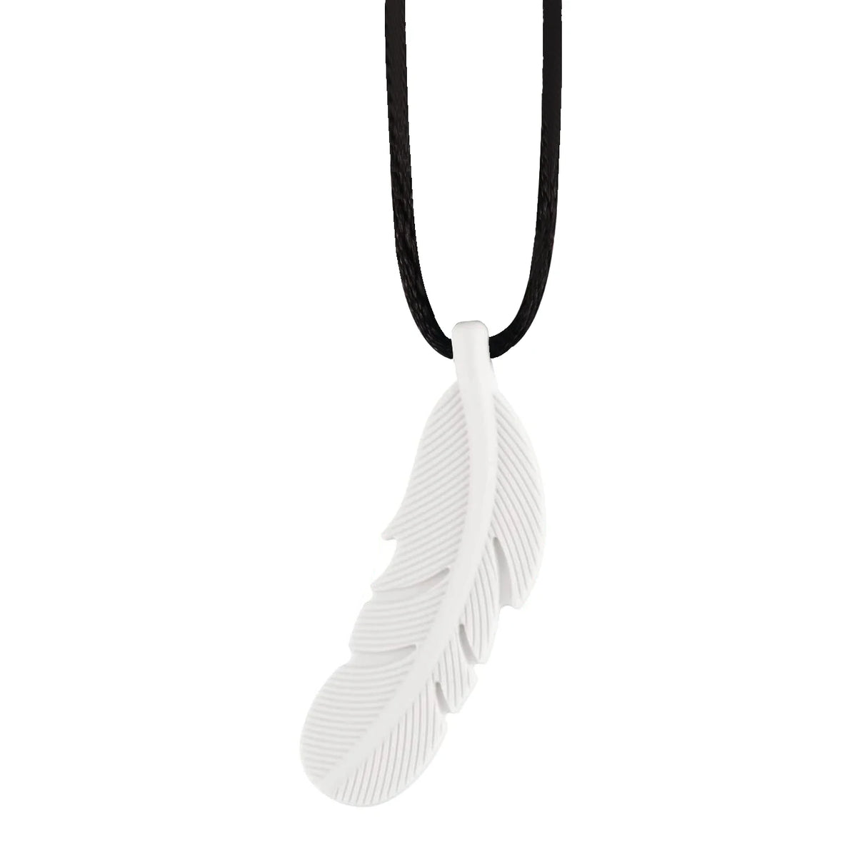 Collier d'allaitement pendentif plume en silicone – blanc