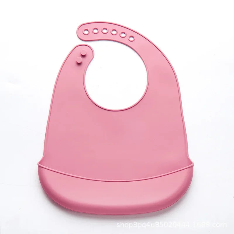 Bavoir bébé en silicone réglable – rose
