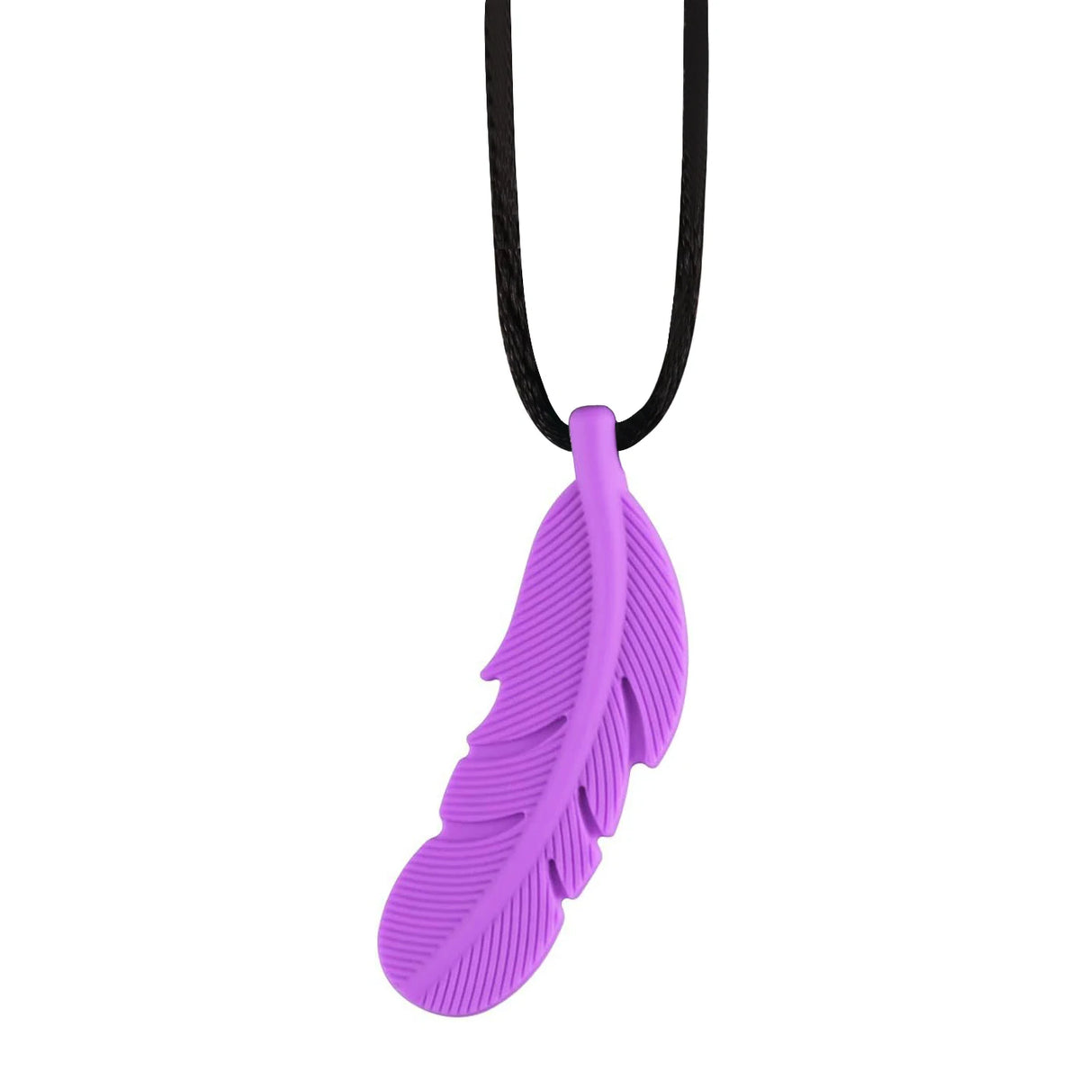 Collier d'allaitement pendentif plume en silicone – violet