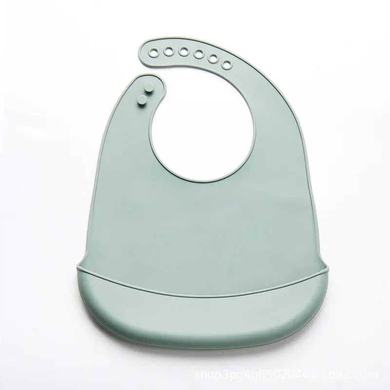 Bavoir bébé en silicone réglable – vert sauge