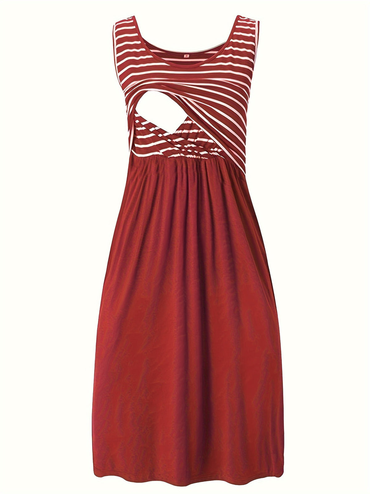 Robe d'Allaitement Élégante à Rayures, Sans Manches