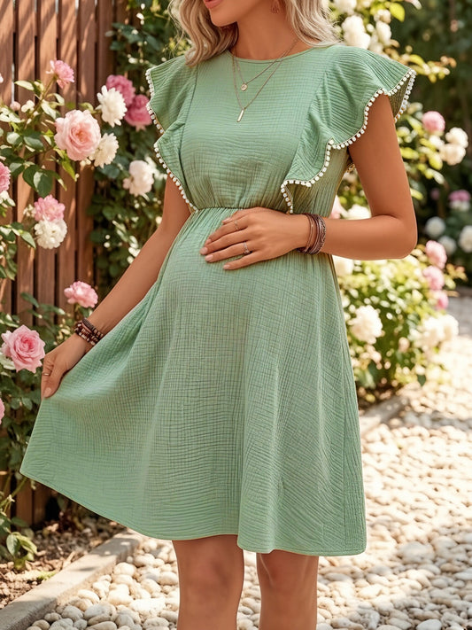 Robe d'allaitement en gaze de coton à volants, sans manches