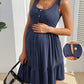 Robe d'Allaitement sans Manches, Boutons Devant - Couleur Marine / S