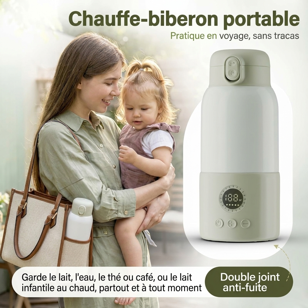Chauffe-biberon portable - Pratique en voyage, sans tracas